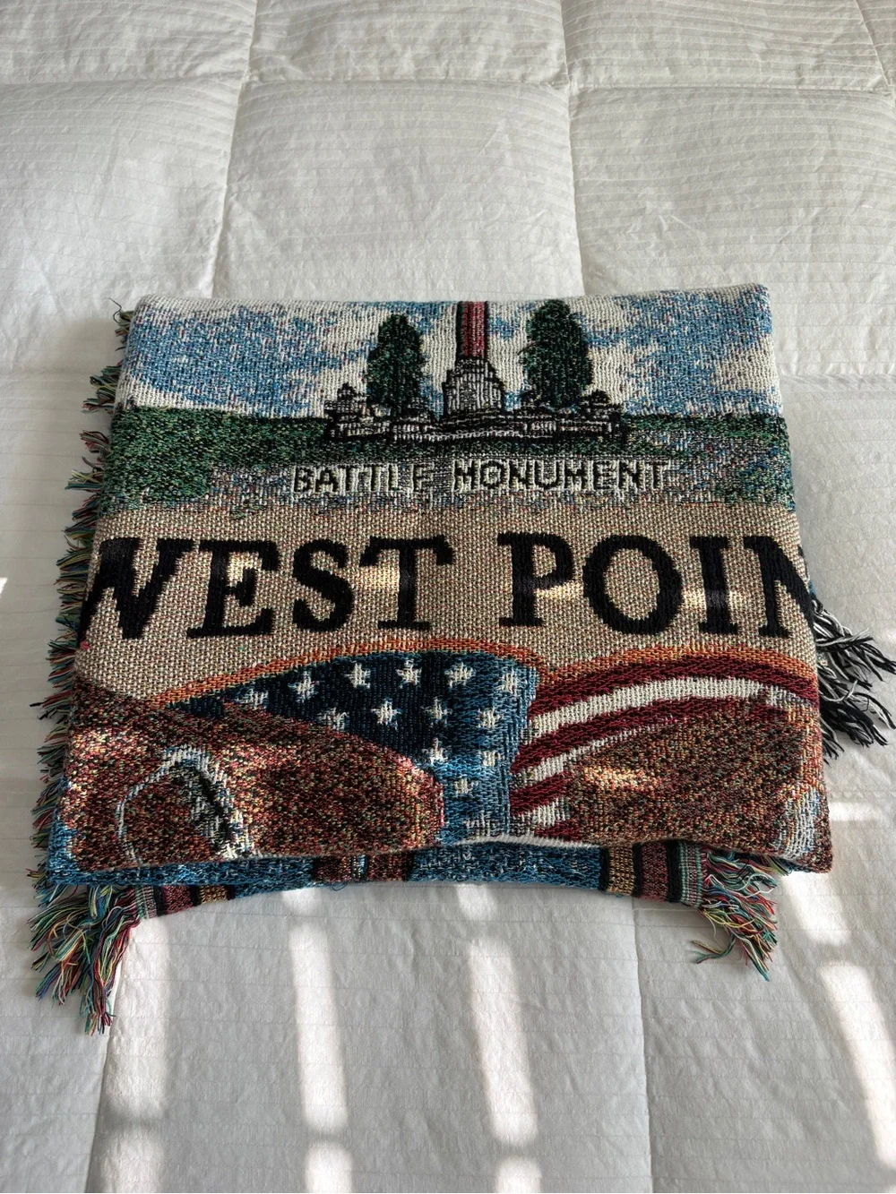 Army Black Knights West Point USMA 2014 Fringe Border Cotton Blanket